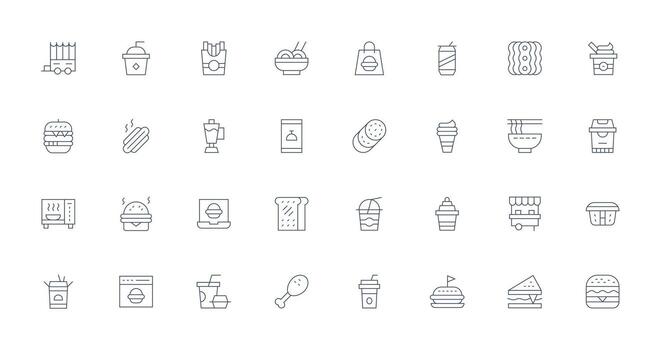 Thin Line Icons from Fast Food Set with 32 Vectors Icon Set for Projects