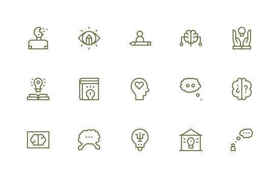 15 Icons for Thought in Regular Line Format Scalable Icons for All Themes vector