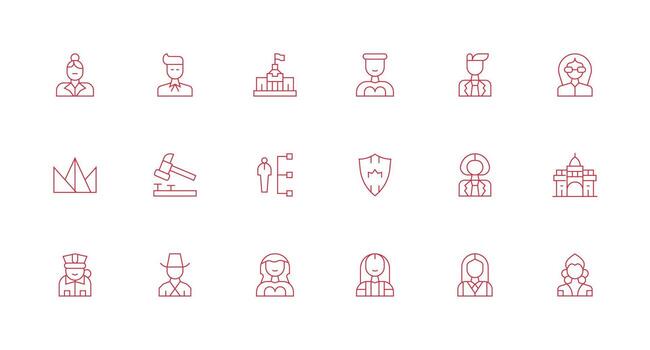 Minimal Line Style Authority Icons with 18 Vectors Complete Icon Bundle for Web Design