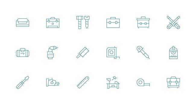 18 Carpentry Icons in Minimal Line Aesthetic Balanced Icon Set for Functional Design vector