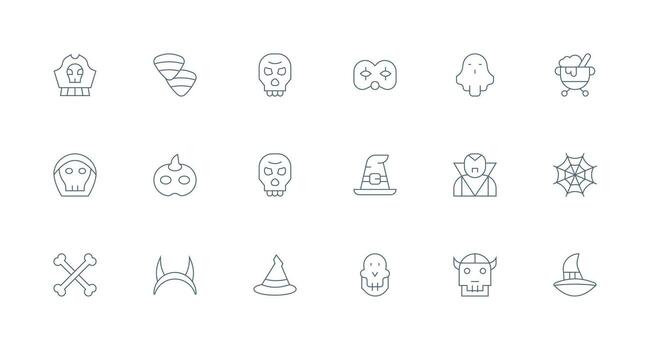 18 mínimo línea estilo íconos desde escalofriante colección flexible icono sistema para web interfaces vector
