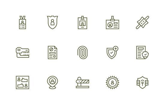 15 regular línea íconos para acceso controlar gráficos flexible icono sistema para web interfaces vector