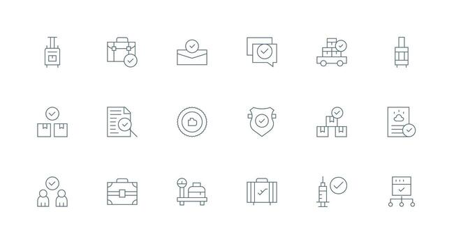 18 mínimo línea estilo íconos desde comprobado colección organizado glifo íconos para rápido diseño vector