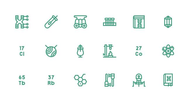 Strong Stroke Line Icons from Science Set with 18 Vectors Essential Icon Set for Teams