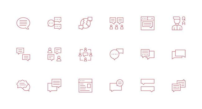 Discussion Board featuring 18 Icons in Minimal Line Design Optimized Icon Pack for Digital Products vector