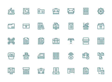 Files Icon Collection with 35 Regular Clean Line Designs Standard Icon Pack vector
