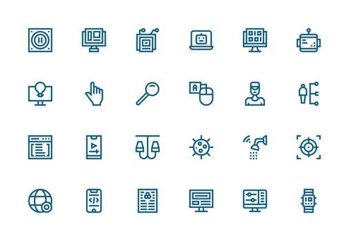 interfaz conjunto con 24 grueso línea línea íconos de múltiples fines icono paquete para plantillas vector