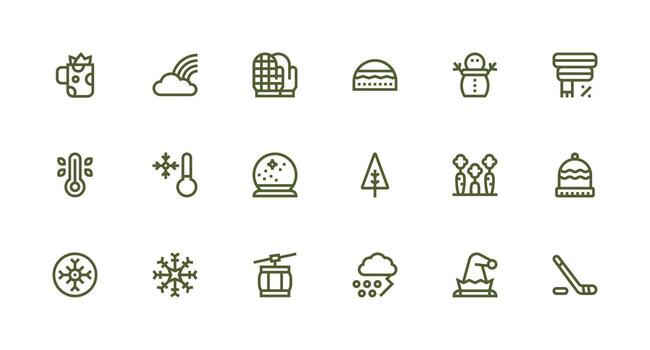 Winter Visual Pack containing 18 Strong Stroke Line Icons Scalable Icons for Cross-Platform Interfaces vector