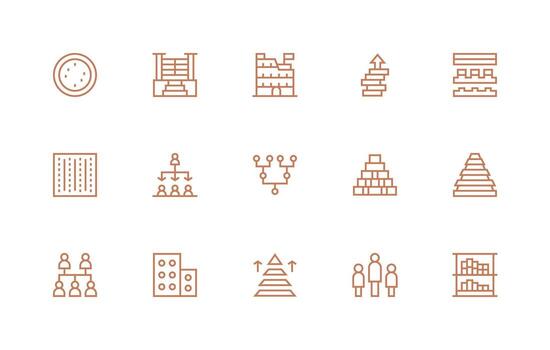 niveles icono conjunto con 15 regular línea gráficos usuario interfaz íconos para digital productos vector