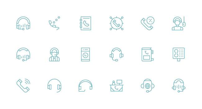 18 Minimal Line Designs for Call Center Icons UI and UX Focused Icon Collection vector