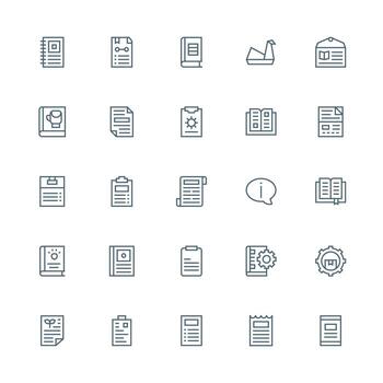 25 Icons for Instructions in Medium Stroke Outline Format Interface Icon Collection vector