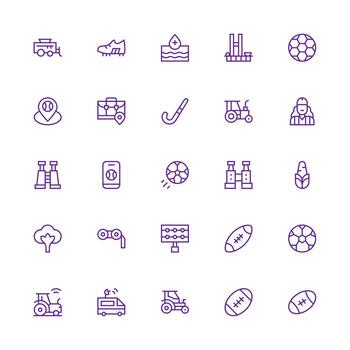 Medium Stroke Outline Icons from Field Set with 25 Vectors Digital Icon Collection