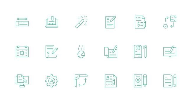18 Minimal Line Style Icons from Change Collection Complete Icon Bundle for Web Design vector