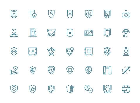 Regular Clean Line Icons from Safeguard Set with 35 Vectors Design Ready Icon Set for Teams