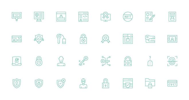 32 Thin Line Icons for Authentication Graphics Lightweight Icon Series vector