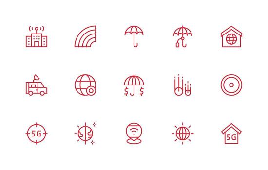 15 Icons for Coverage in Regular Line Format Reliable Icons for All Interfaces vector