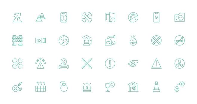 Thin Line Icons from Caution Set with 32 Vectors Icon Set for Projects