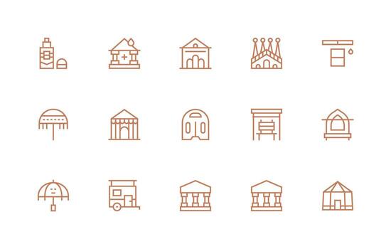 15 Icons for Roof in Regular Line Format Multi-Style Icons for Creative Projects vector
