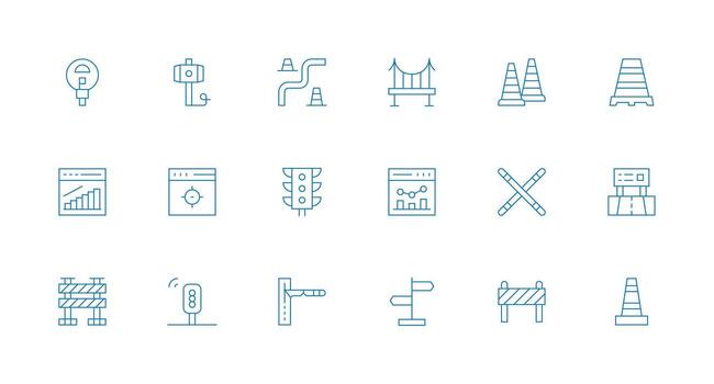 18 Minimal Line Icons for Traffic Graphics Responsive Icon Set for Flexible Layouts vector