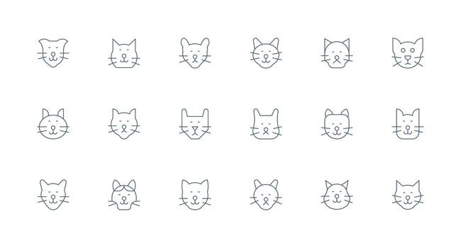Feline Icon Collection with 18 Minimal Line Designs Optimized Icon Pack for Digital Products vector