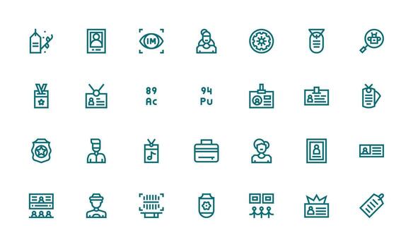 identificación icono conjunto con 28 negrita línea gráficos interfaz icono colección vector