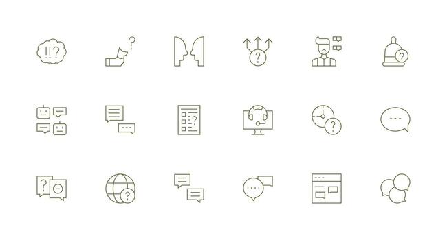 Minimal Line Style Question Icons with 18 Vectors Icon Collection Set