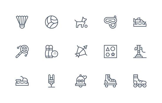 15 regular línea vectores para actividad tema mínimo icono paquete