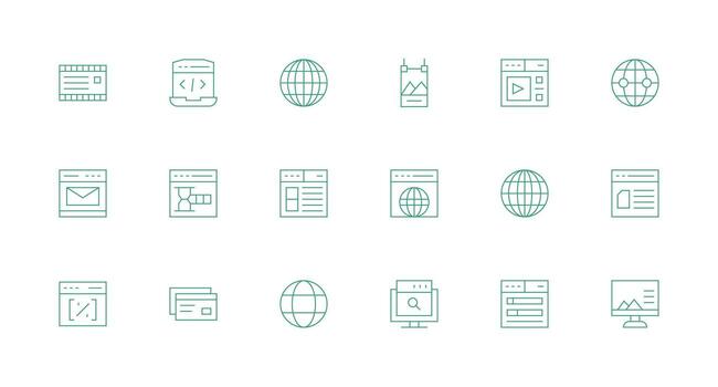 18 Icons for Web Page in Minimal Line Format Simple Icons for Interface and Wireframes vector