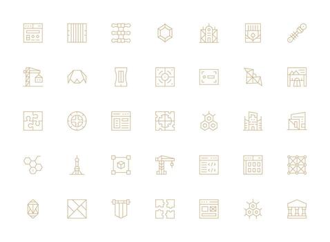 35 marco de referencia íconos en ligero línea estético listo para la interfaz de usuario icono colección vector