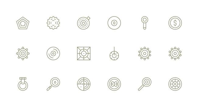 Concentric Set with 18 Minimal Line Icons Lightweight Icon Series for Fast Prototypes vector