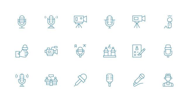 18 Interview Icons in Minimal Line Aesthetic Universal Icon Pack vector