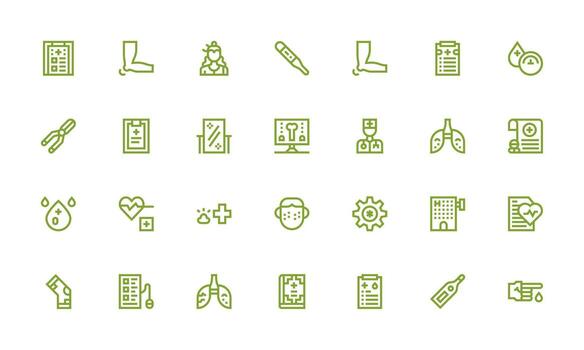 diagnóstico diseño íconos presentando 28 en negrita línea estilo interfaz íconos para diario utilizar vector