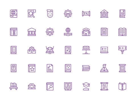 Library Set with 35 Regular Clean Line Icons Web Icon Collection vector