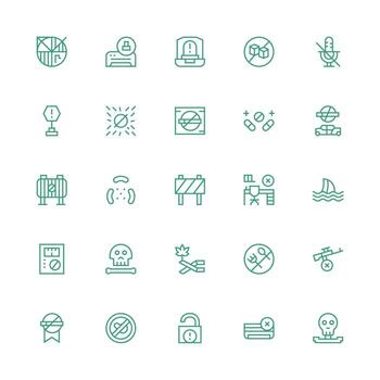 25 Medium Stroke Outline Vectors for Prohibited Theme Scalable Icons for Cross-Platform Interfaces