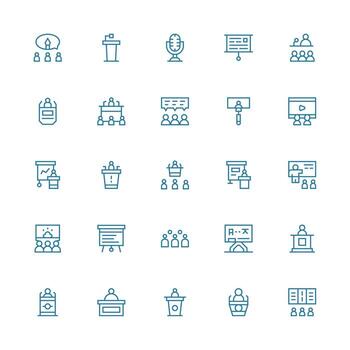 conferencia incluso 25 medio carrera contorno ilustraciones interfaz icono colección para diario proyectos vector