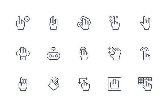 15 regular línea vectores para toque tema escalable icono paquete