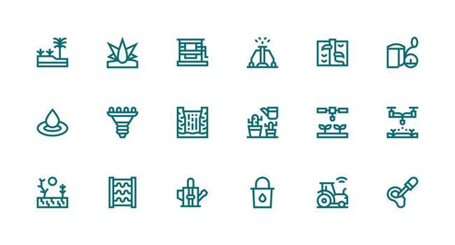 irrigación conjunto con 18 fuerte carrera línea íconos rápido acceso íconos para ui desarrollo vector