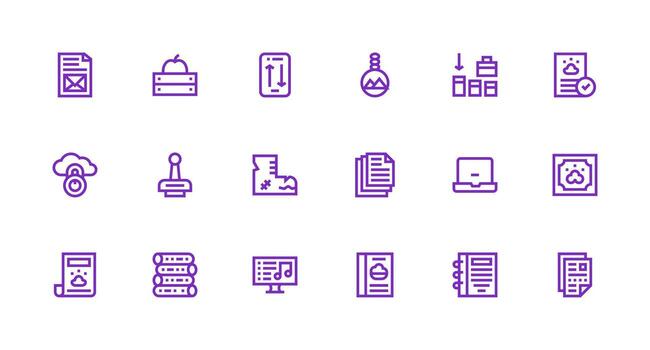 18 Strong Stroke Line Style Icons from File Management Collection Minimal Icon Pack vector