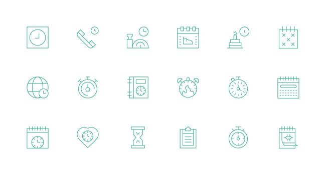 mínimo línea estilo calendario íconos con 18 vectores icono colección conjunto