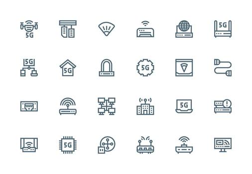 24 íconos para enrutador en grueso línea línea formato aplicación icono paquete vector