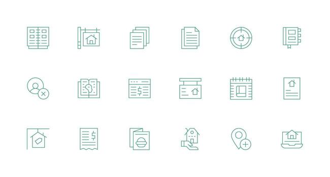 mínimo línea íconos desde listado conjunto con 18 vectores diseño icono paquete