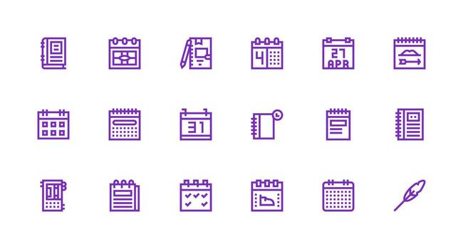 Strong Stroke Line Icons from Diary Set with 18 Vectors Scalable Icon Pack