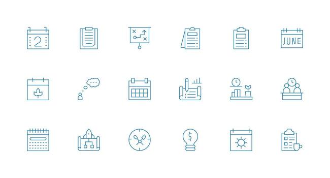 18 Minimal Line Icons for Planning Graphics Clear and Concise Icon Set Collection vector