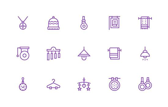 Hanging Icon Collection with 15 Regular Line Designs Interface Icon Collection for Daily Projects vector