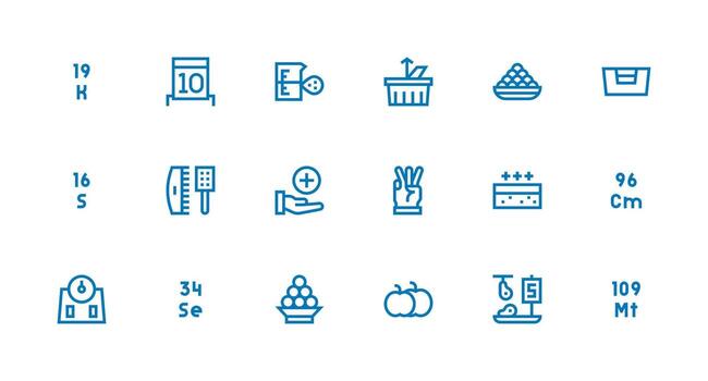 Quantity Set with 18 Strong Stroke Line Icons Clear and Concise Icon Set Collection vector