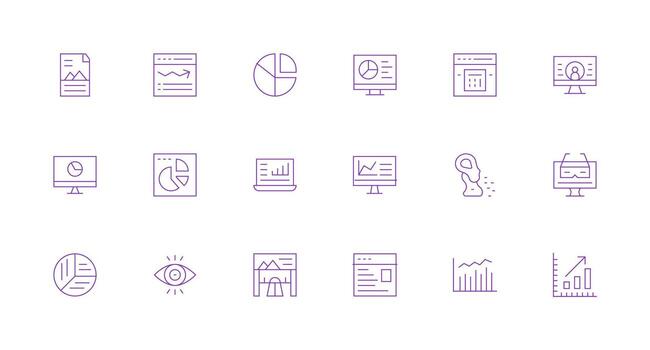 18 Icons for Data Visualization in Minimal Line Format Multi-Purpose Icon Set vector