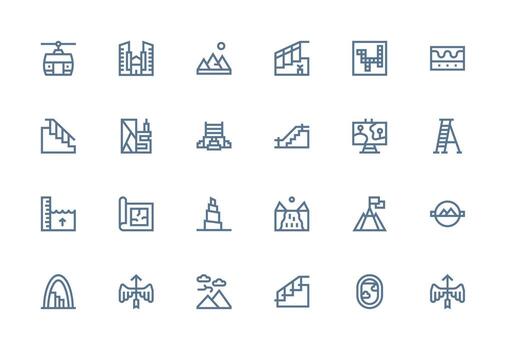 elevación incluso 24 grueso línea línea ilustraciones rápido acceso íconos para ui desarrollo vector