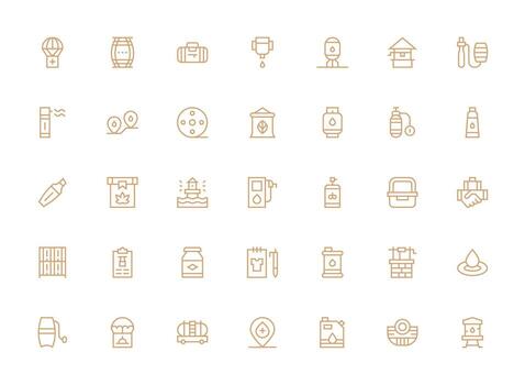 Supply Design Icons featuring 35 in Regular Clean Line Style Minimal Icon Set for Interface Projects vector