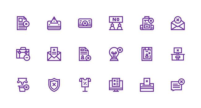 18 fuerte carrera línea íconos para rechazado gráficos rápido acceso íconos para ui desarrollo vector