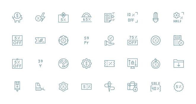 Saving Icon Collection with 32 Thin Line Designs Scalable Icons for Cross-Platform Interfaces vector